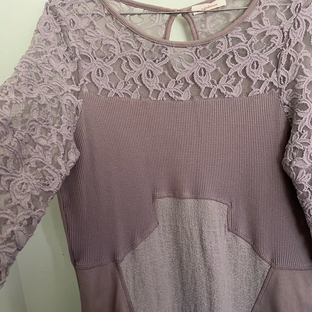 Sundance Manette Dress Medium Gray Lace 3/4 Sleeve (altered)from long sleeve - Picture 4 of 10